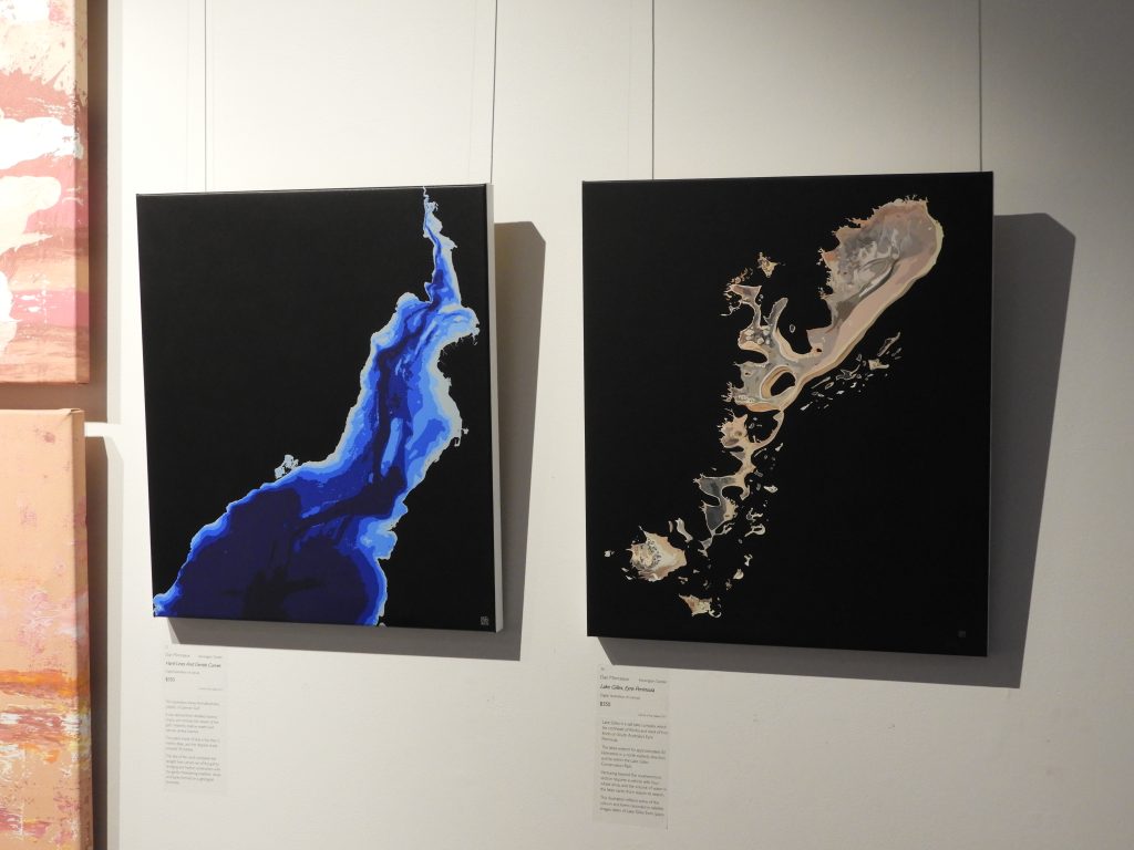 Hard Lines & Gentle Curves and Lake Gilles, Eyre Peninsula (2017) as exhibited at the Port Pirie Regional Art Gallery